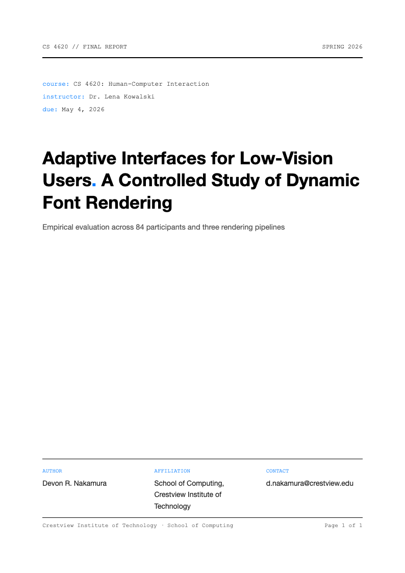 Modern tech minimalist apa title page